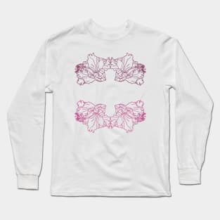 Beautiful pinky flowers line art Long Sleeve T-Shirt